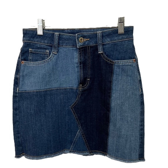 Arizona Mixed Panel Blue Denim Jeans Skirt Jrs Size 3 - Picture 2 of 9